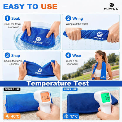 Cooling Towels | 4 Pack 47"X12" | Ice Cool for Neck | Microfiber Soft Breathable Chilly | for Yoga, Sports, Golf, Gym, Camping, Running, Fitness, Workout & More Activities