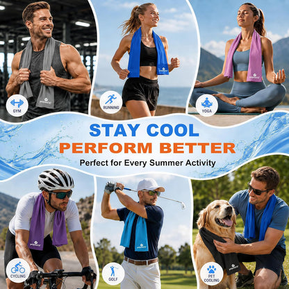 Cooling Towels | 4 Pack 47"X12" | Ice Cool for Neck | Microfiber Soft Breathable Chilly | for Yoga, Sports, Golf, Gym, Camping, Running, Fitness, Workout & More Activities