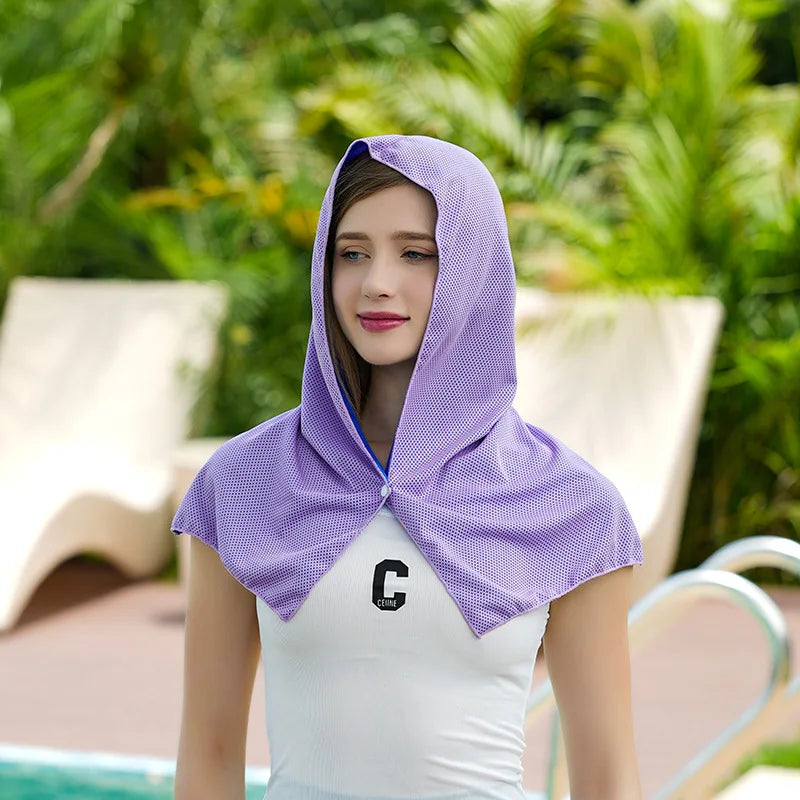 1PC Cooling Hoodie Towel Cooling Towel Quick Drying Absorbent Towels Sports Fitness Camping Cycling Suitable for Hot Weather
